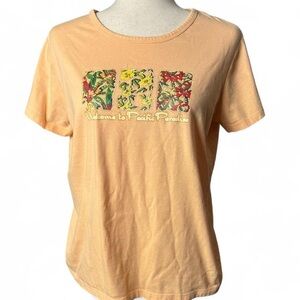 Peach Graphic Tee - Welcome to Pacific Paradise